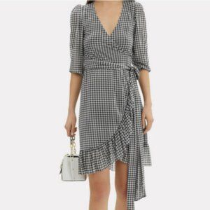 Ganni Gingham Wrap Dress Size 38/US M-L NWT